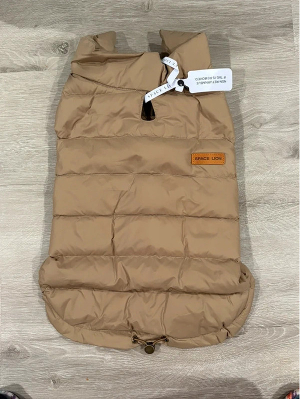 Space Lion Dog Puffer Vest Jacket Tan Size Large NWT